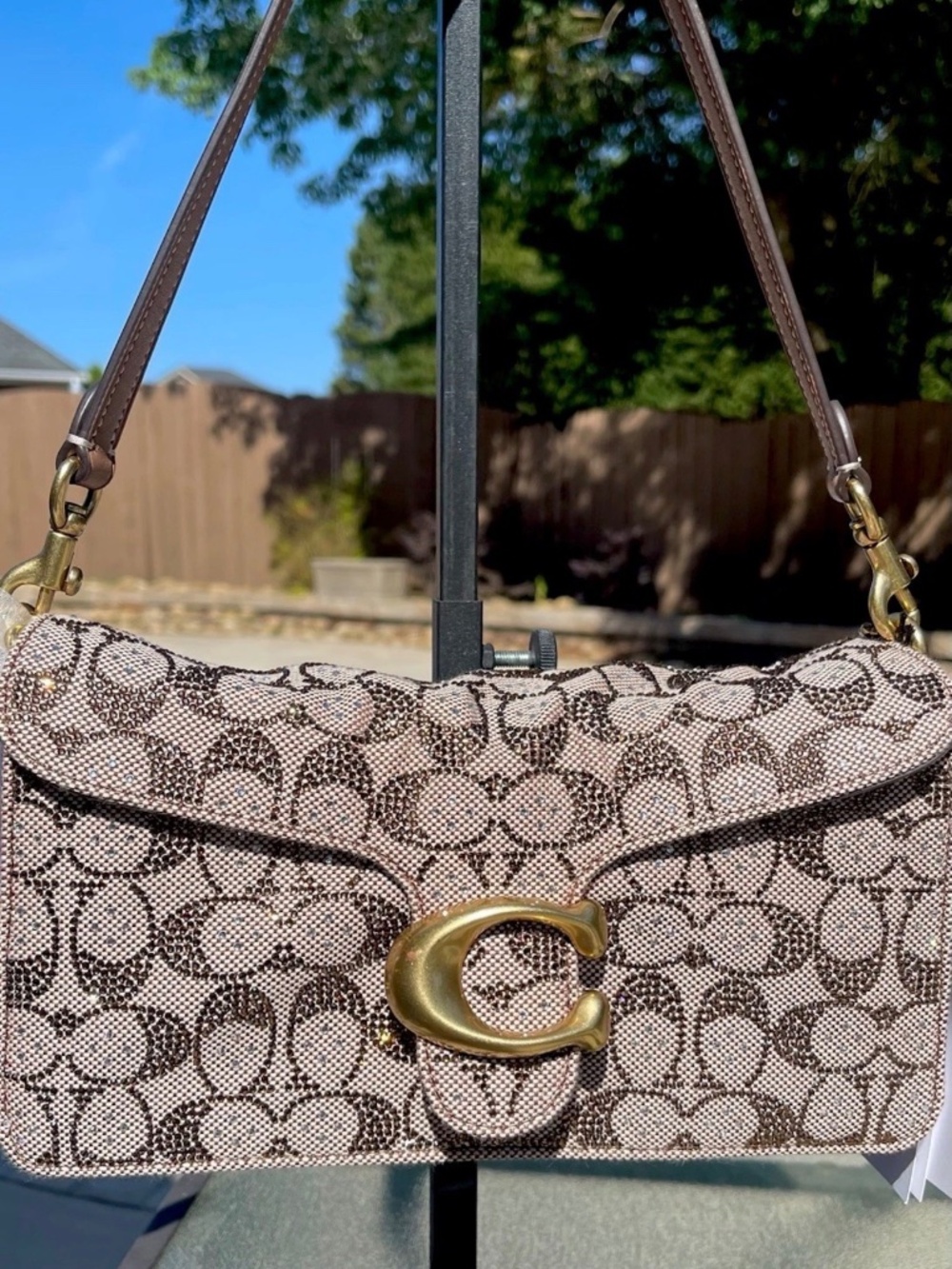 Coach Tabby 26 Signature Crystal Jacquard Shoulder Bag Crossbody NWT Mushroom